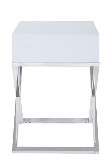 Chrome And White Napier Nightstand/Side Table