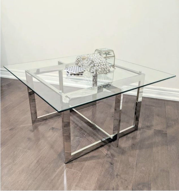 Murrey Square Stainless Steel Chrome Coffee Table