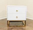 White Delmas Golden Nightstand / Side Table