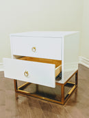 White Delmas Golden Nightstand / Side Table