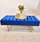 Havana Golden and Velvet Upholstered Bench