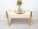 Elmwood Golden and Velvet Upholstered Bench