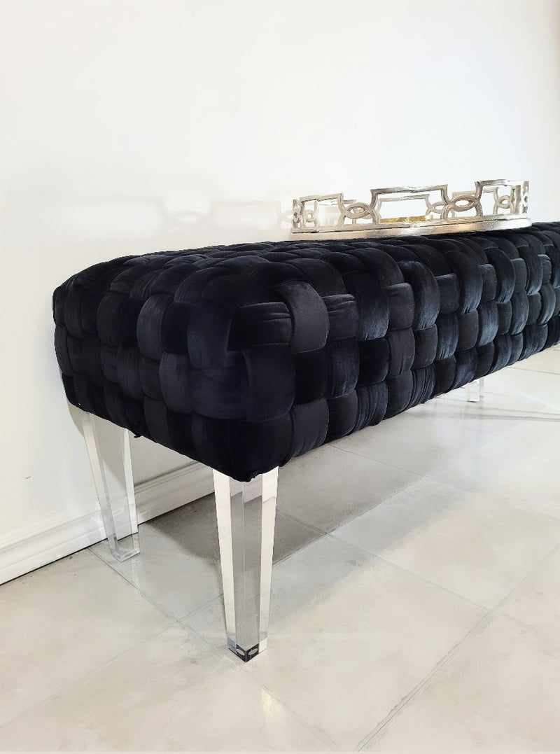 Zermatt Black Velvet Upholstered Bench