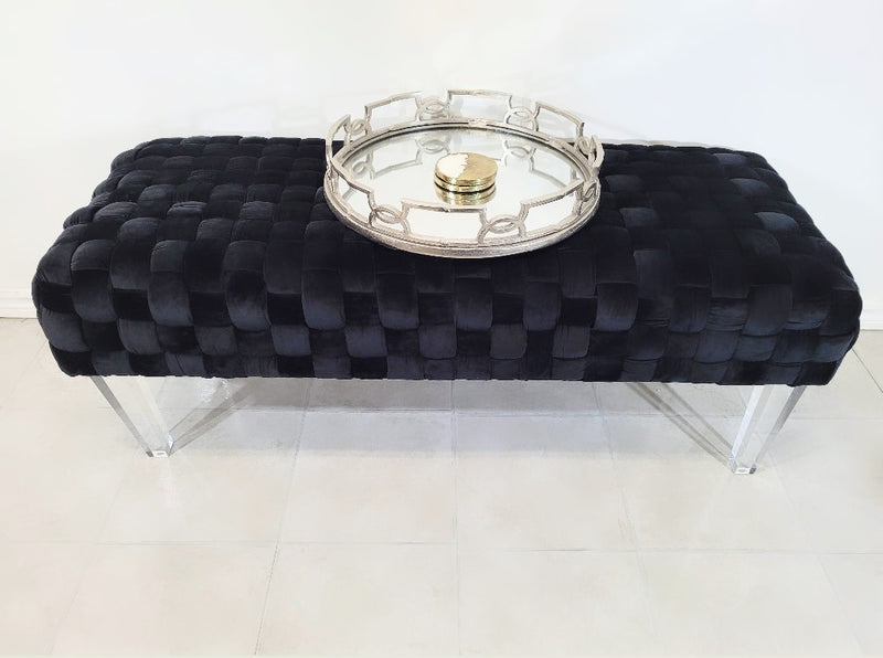Zermatt Black Velvet Upholstered Bench
