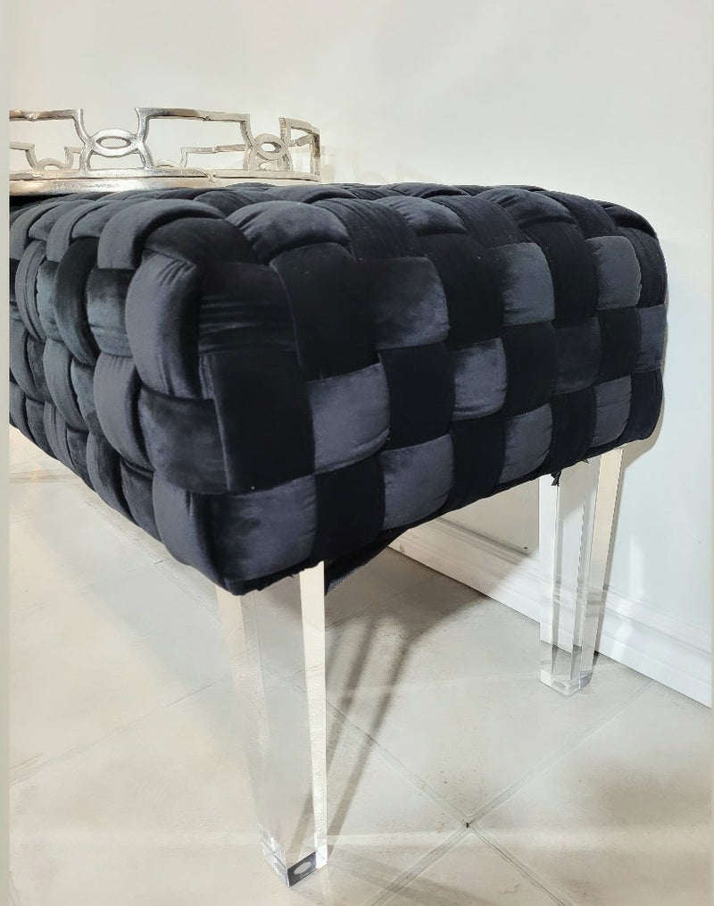 Zermatt Black Velvet Upholstered Bench