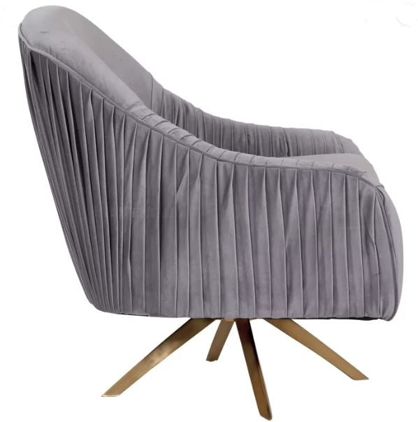 Mercury Velvet Golden Swivel Armchair