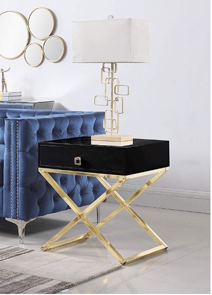 Black Napier Golden Nightstand/Side Table