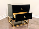 Black Delmas Golden Nightstand / Side Table