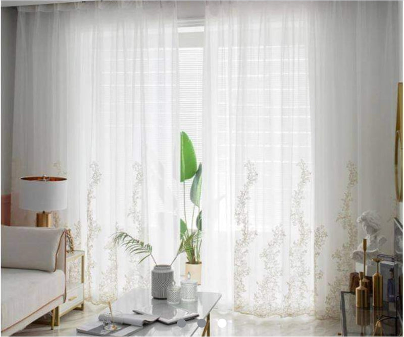 Kraftsmen Embroidered White Sheer Curtains