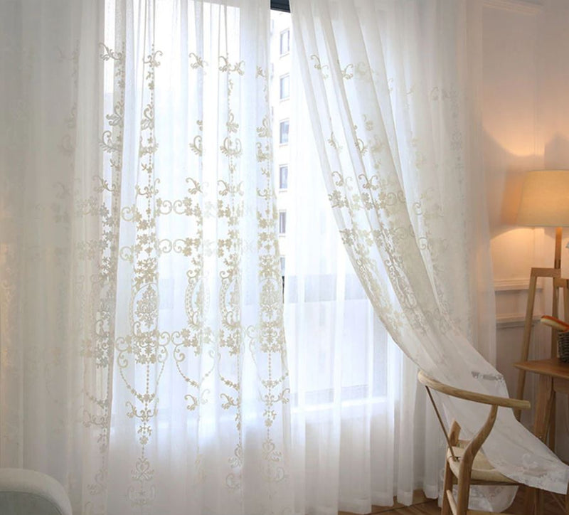 Kraftsmen Embroidered White Sheer Curtains