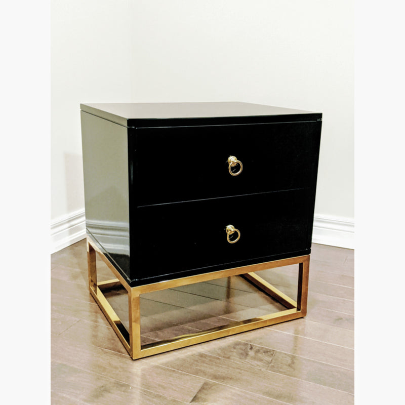 Black Delmas Golden Nightstand / Side Table