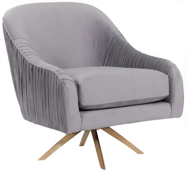 Mercury Velvet Golden Swivel Armchair