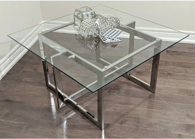 Murrey Square Stainless Steel Chrome Coffee Table